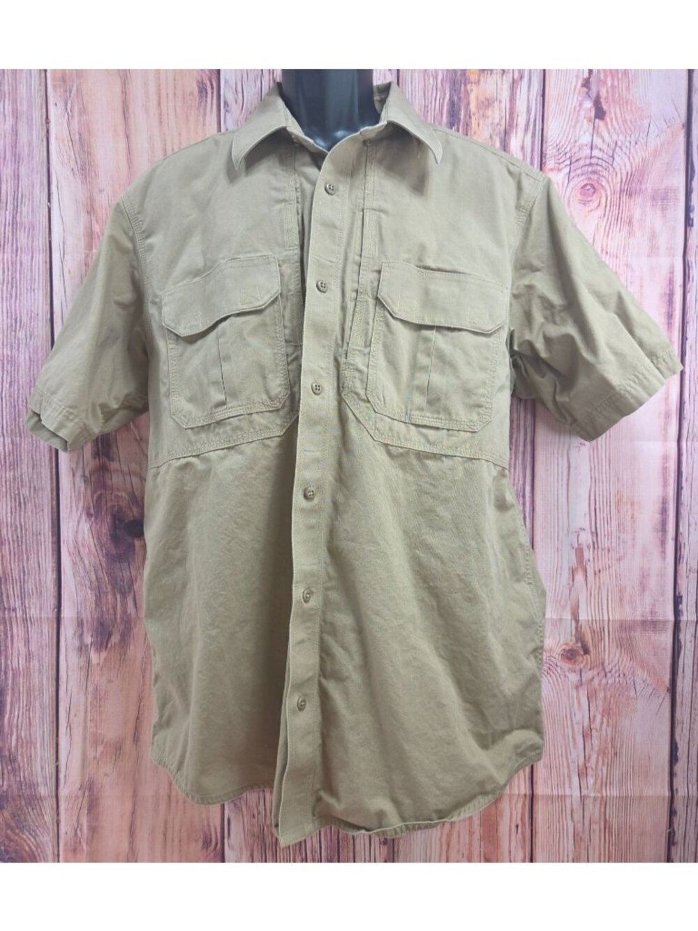 5.11 Mens Khaki Short Sleeve Tactical Shirt Size Large Two Chest Pockets